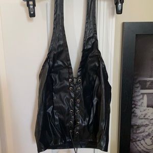 Leather halter crop top never worn